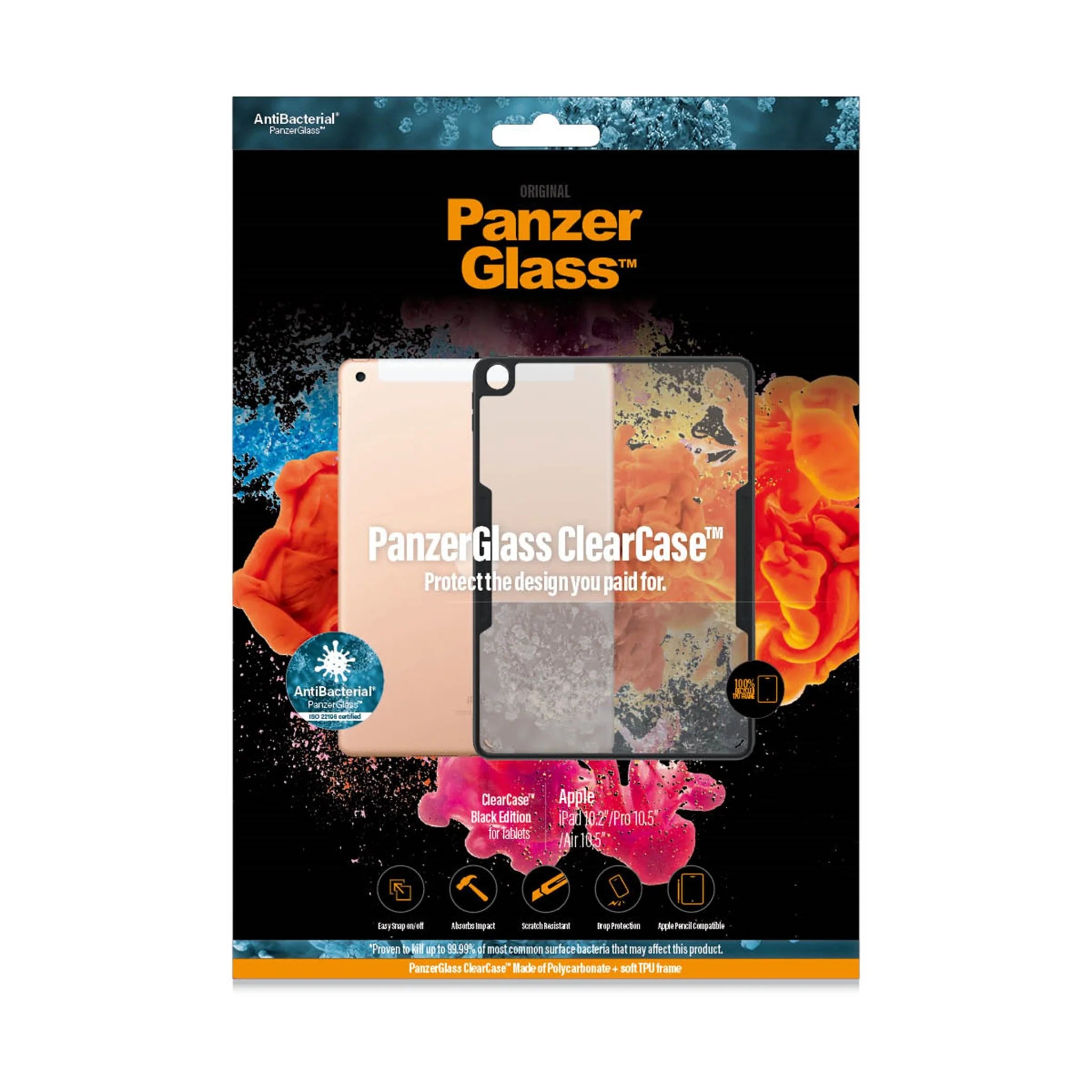 PanzerGlass, PanzerGlass ClearCase pour iPad 7/8/9 10.2 pouces et Air 3 / Pro 3 10.5 pouces - Noir Clair