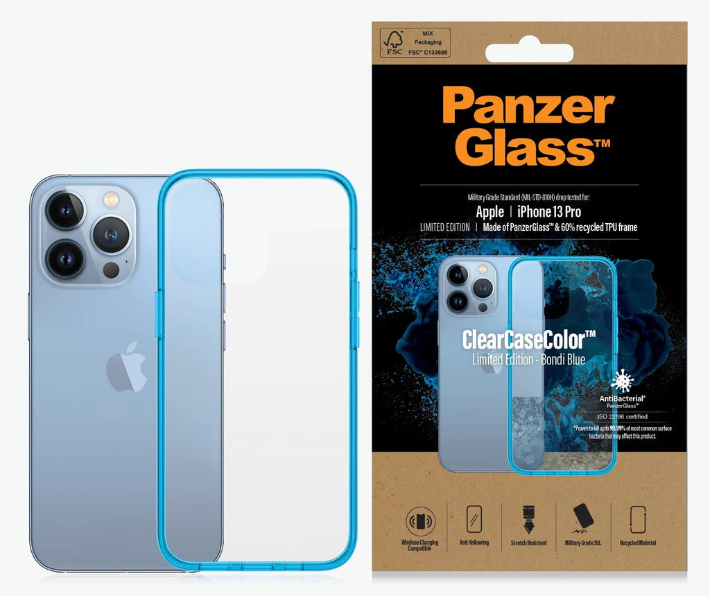 PanzerGlass, PanzerGlass ClearCaseColor Apple iPhone 13 Pro - Bondi Blue