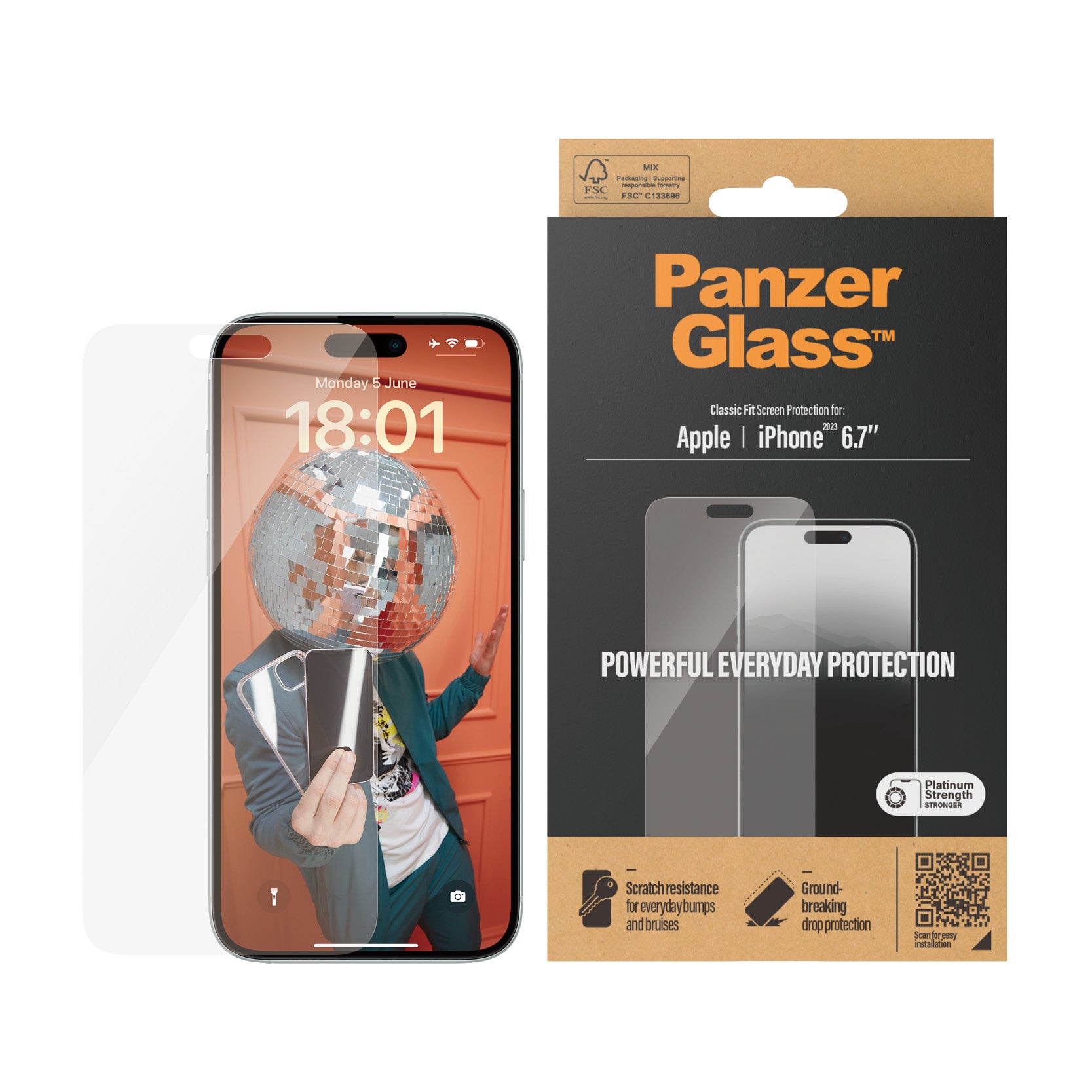 PanzerGlass, PanzerGlass Screen Guard Classic Fit iPhone 15 Plus 6.7 - Clair