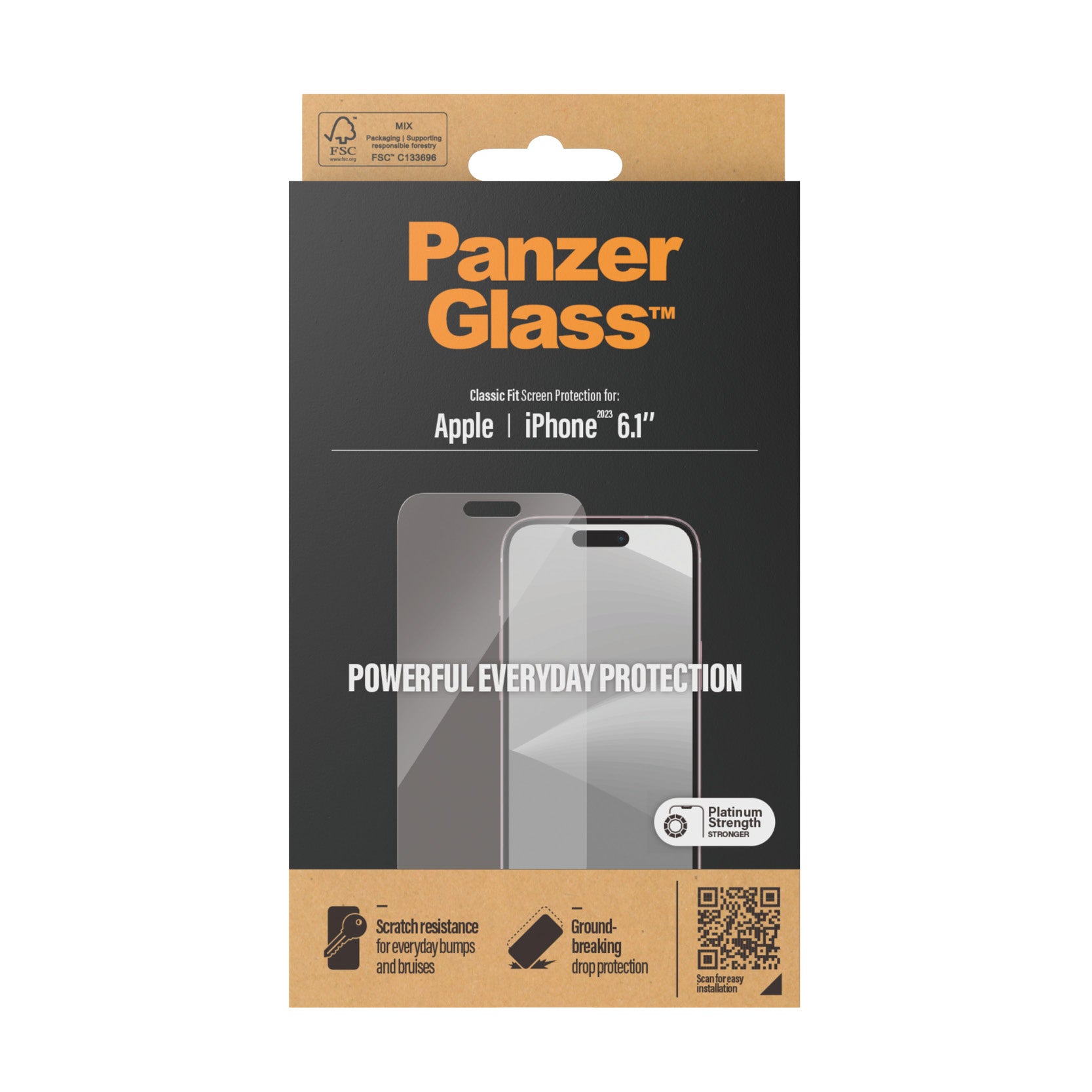 PanzerGlass, PanzerGlass Screen Guard Classic Fit iPhone 15 Standard 6.1 - Clair