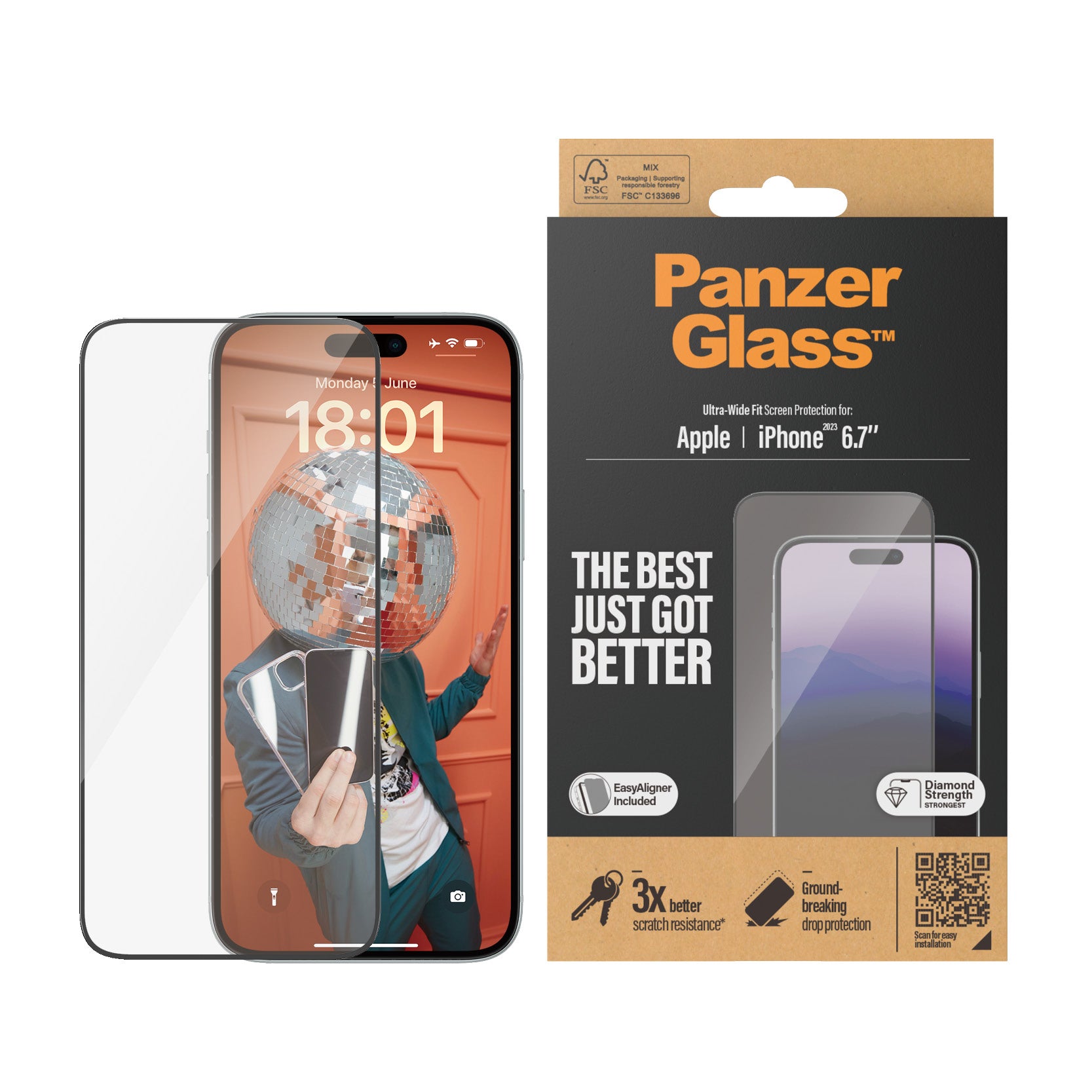 PanzerGlass, PanzerGlass Screen Guard Ultra Wide iPhone 15 Plus 6.7 - Clair