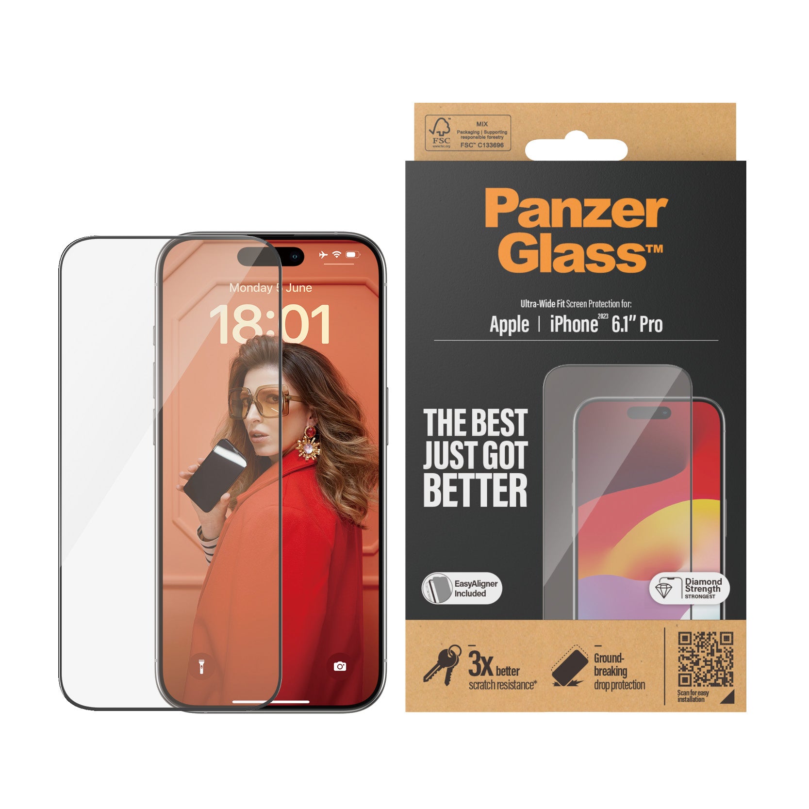 PanzerGlass, PanzerGlass Screen Guard Ultra Wide iPhone 15 Pro 6.1 - Clair