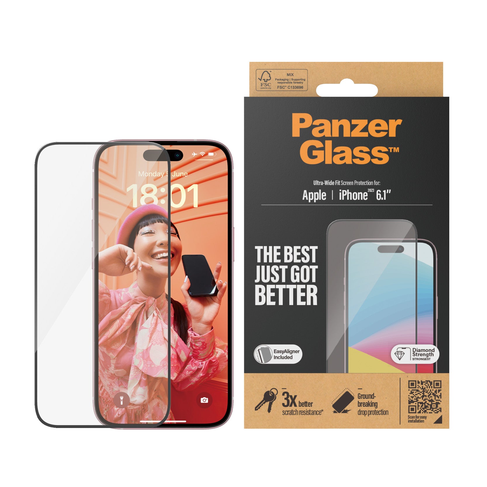 PanzerGlass, PanzerGlass Screen Guard Ultra Wide iPhone 15 Standard 6.1 - Clair