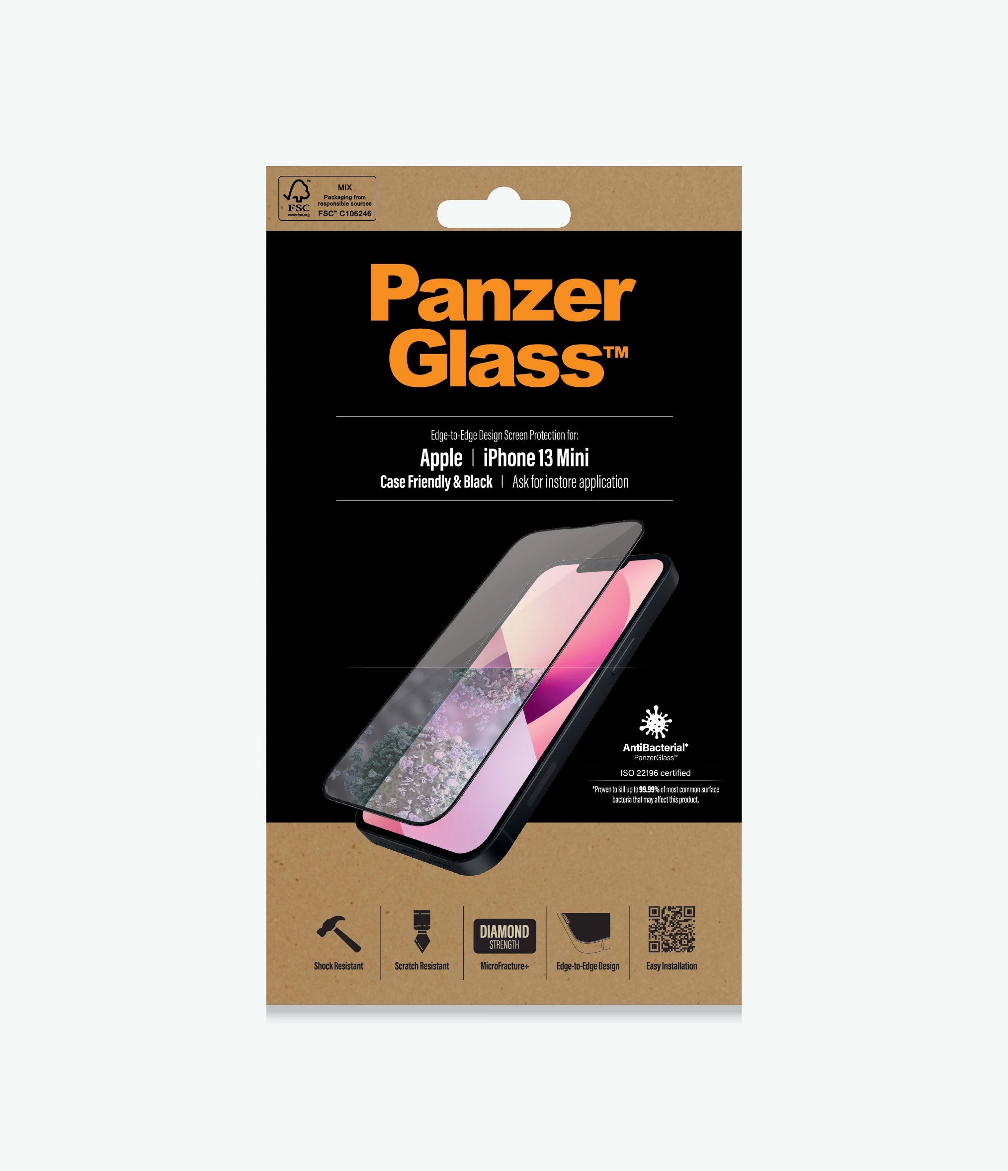 PanzerGlass, PanzerGlass Screen Guard iPhone 13 Mini 5.4 Case Friendly Black Frame