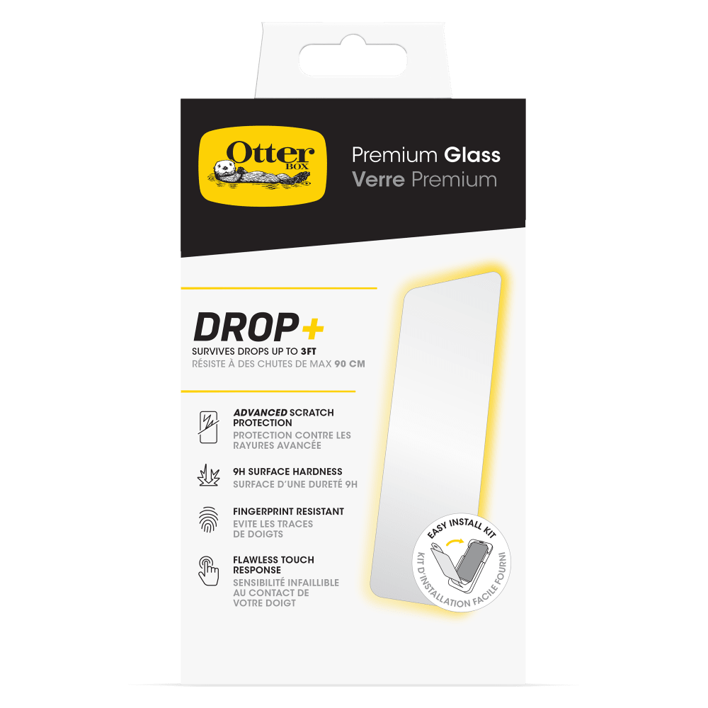 OtterBox, Protection d'écran OtterBox Premium en verre antimicrobien pour Apple iPhone 15 Pro Clair