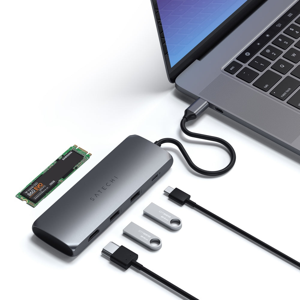 Satechi, Satechi Adaptateur hybride USB-C multiport avec boîtier SSD (gris espace)