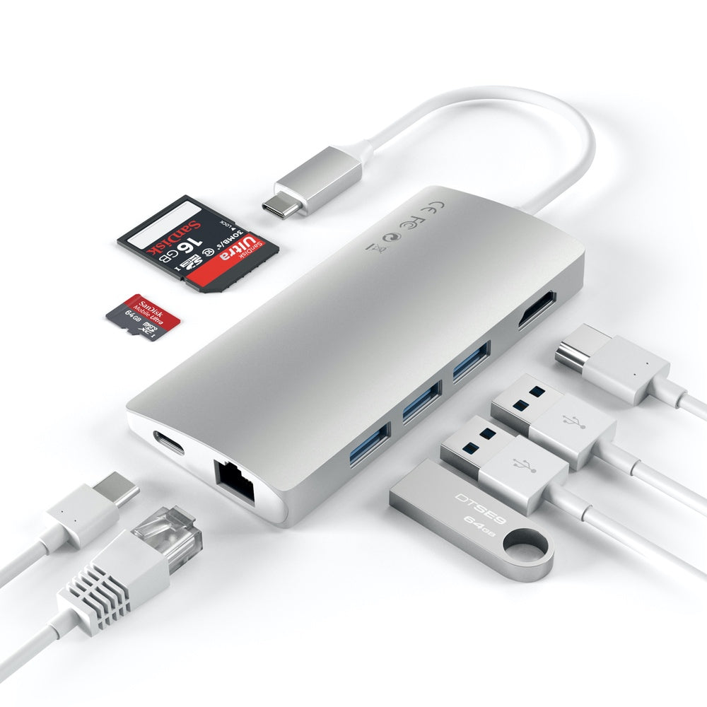 Satechi, Satechi Adaptateur multiport USB-C 4K HDMI avec Ethernet V2 (Argent)