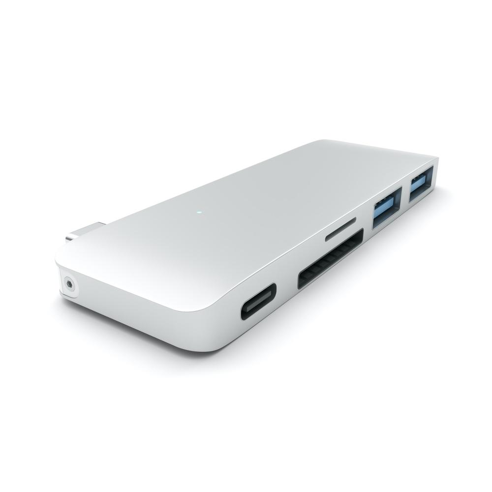 Satechi, Satechi USB-C Hub W/ USB-C Charging Pass-Through Argent