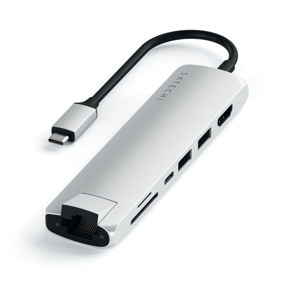 Satechi, Satechi USB-C Slim Multiport avec adaptateur Ethernet (Argent)