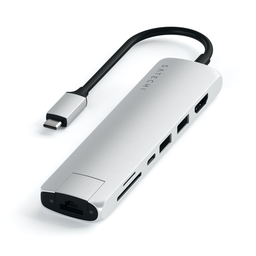 Satechi, Satechi USB-C Slim Multiport avec adaptateur Ethernet (Argent)