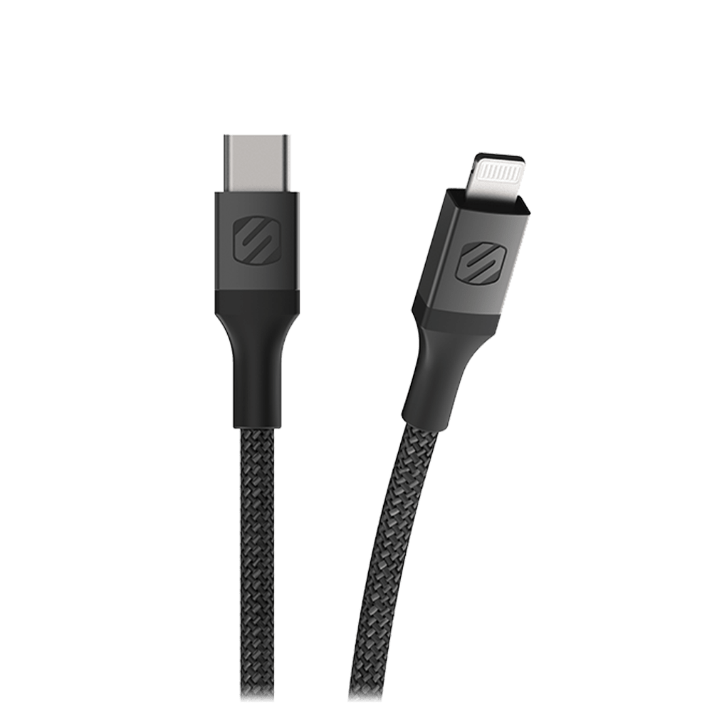 Scosche, Scosche STRIKELINE Premium Braided USB C to Apple Lightning Cable Space Grey (Câble USB C à Apple Lightning tressé de qualité supérieure)