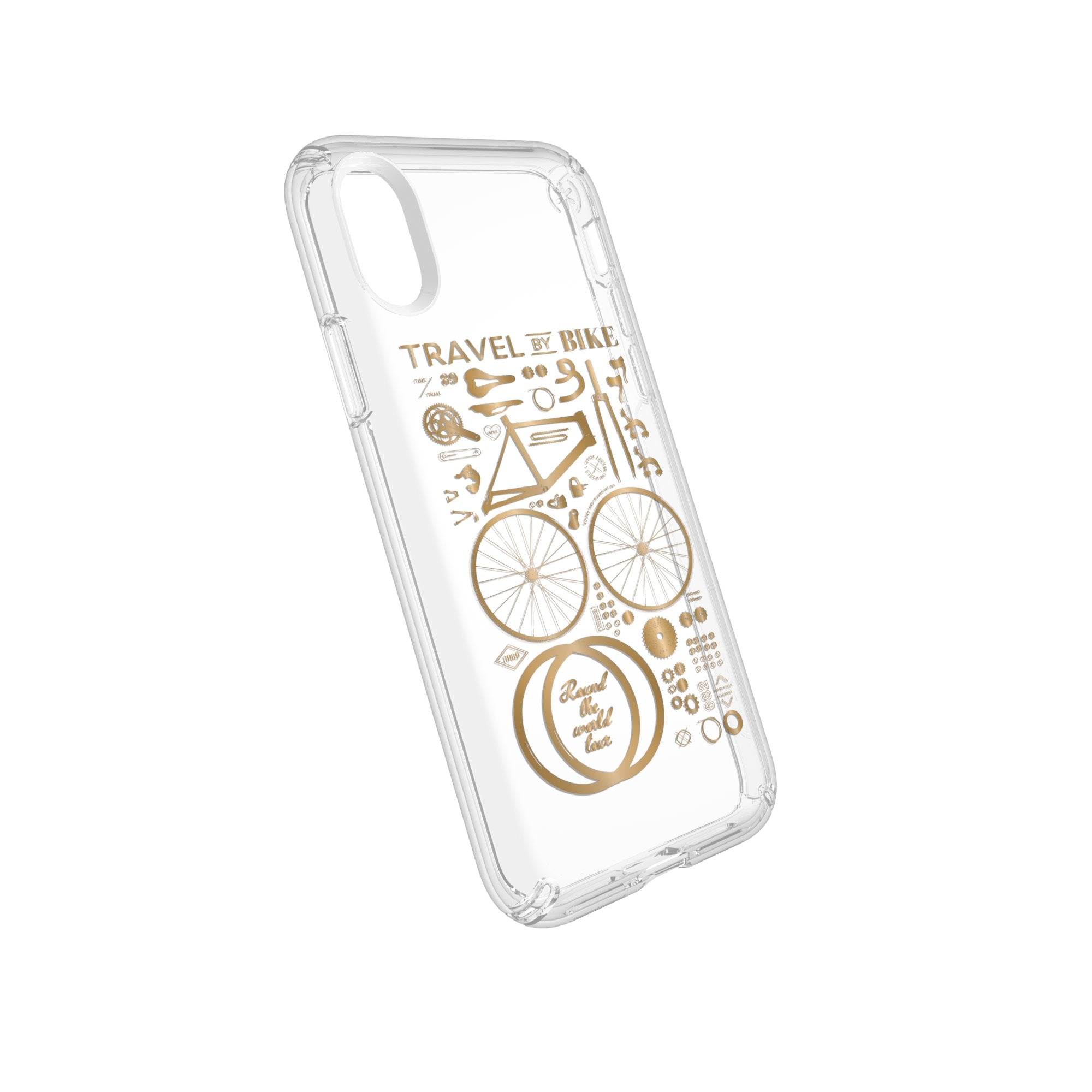 Speck, Speck Presidio Clear + Print Impact Protection Case For iPhone XS / X - CityBike Metallic Gold Yellow