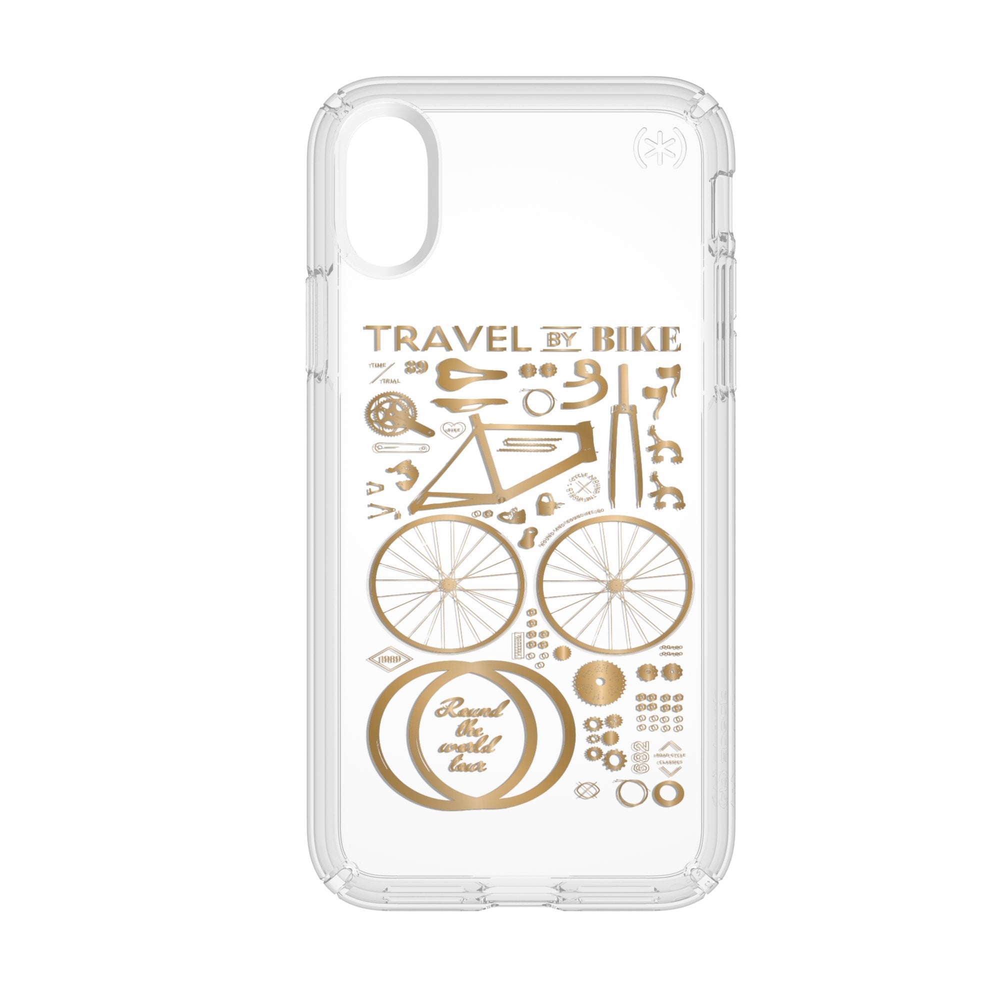 Speck, Speck Presidio Clear + Print Impact Protection Case For iPhone XS / X - CityBike Metallic Gold Yellow