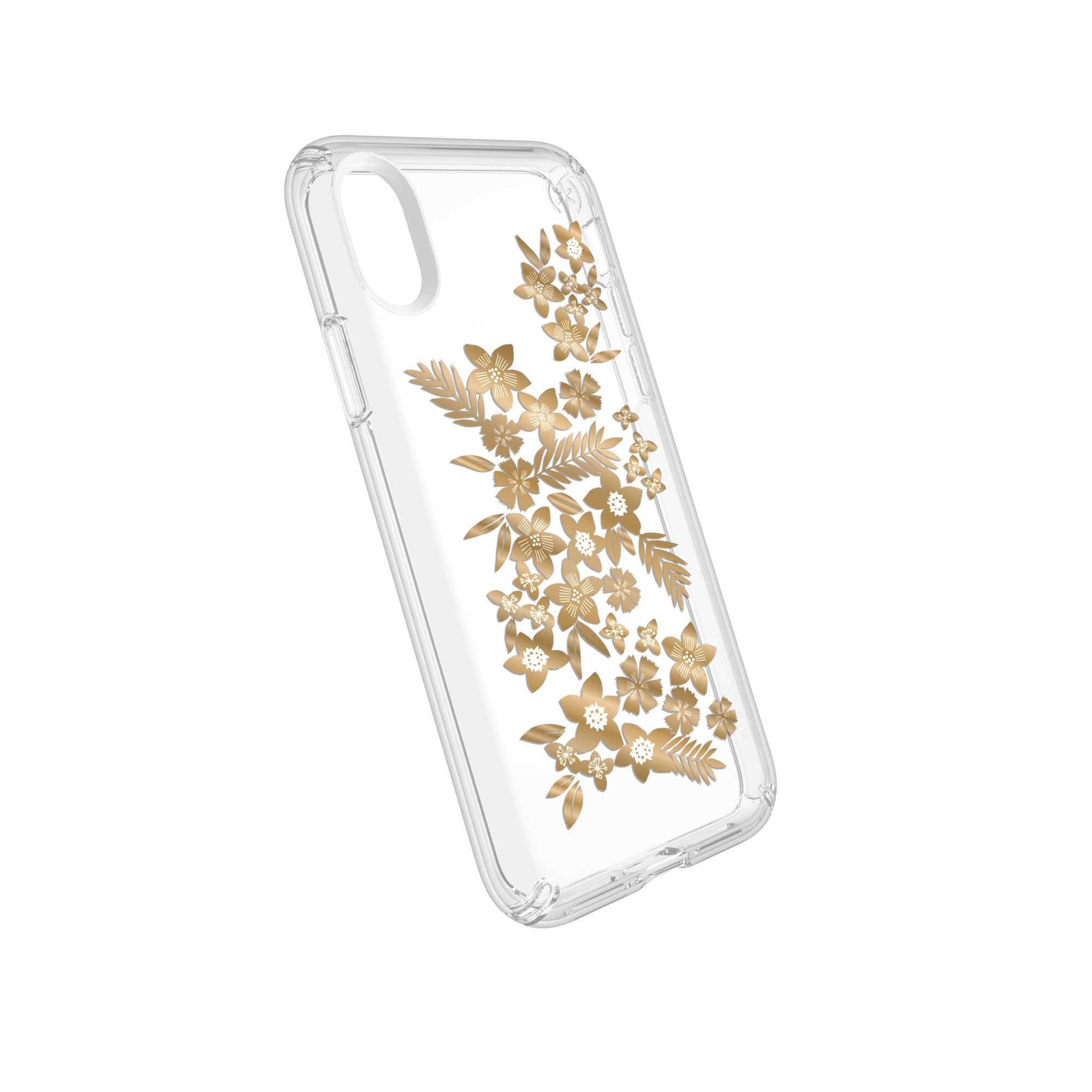 Speck, Speck Presidio Clear + Print Impact Protection Case pour iPhone XS / X - Shimmer Floral Metallic Gold Yellow