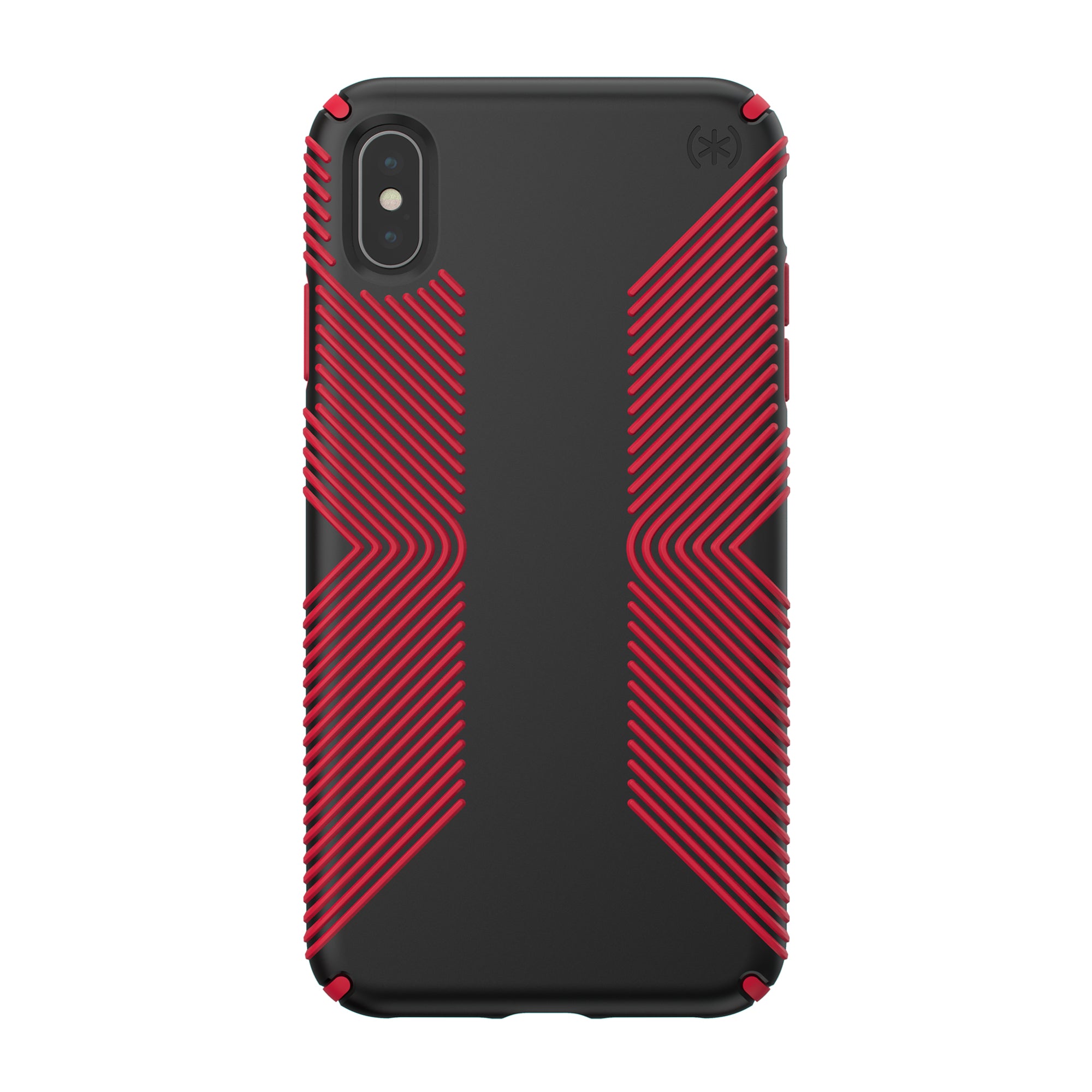 Speck, Speck Presidio Grip 3M / 10FT Drop Protection Slim Rugged Case pour iPhone XS Max - Noir/Rouge coquelicot foncé