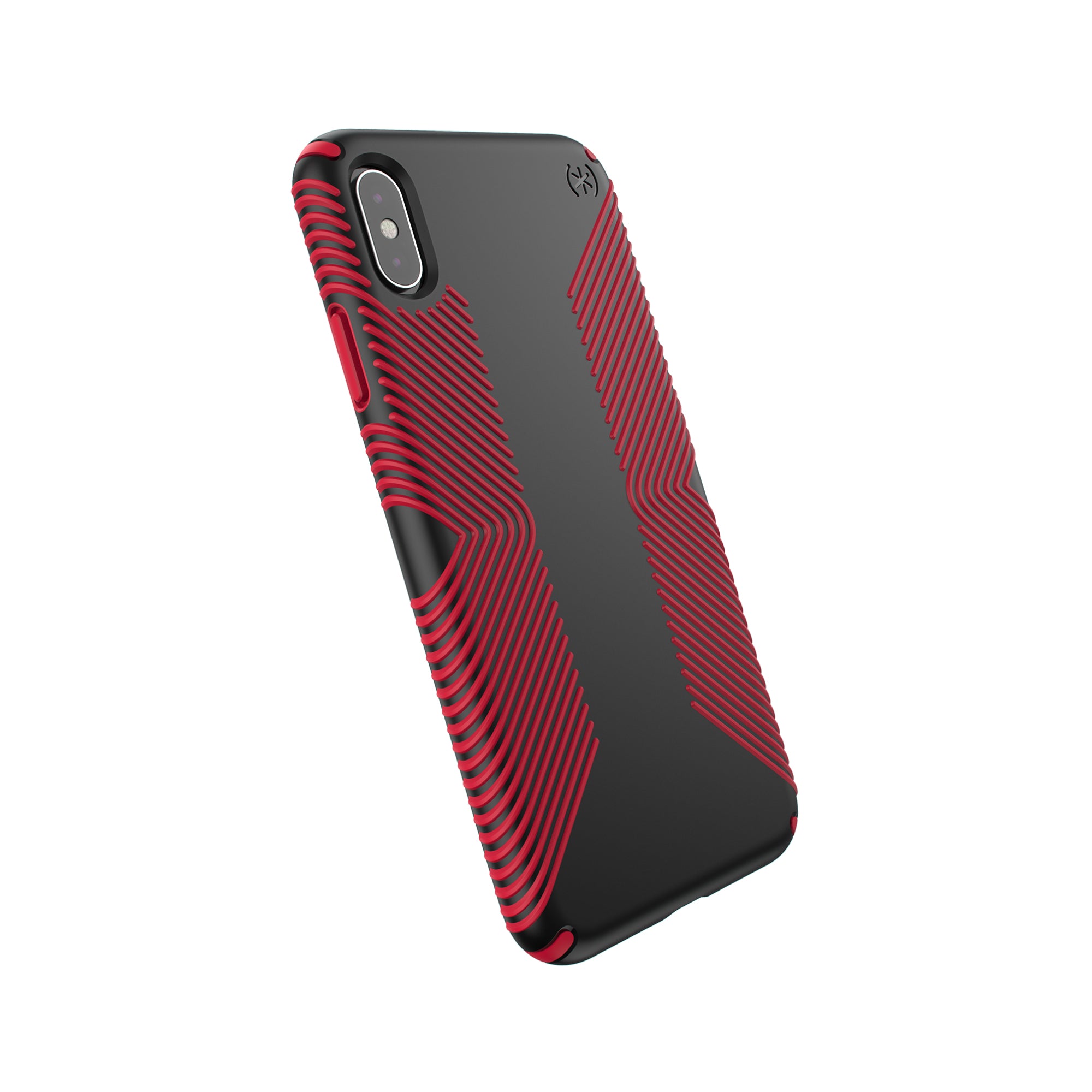 Speck, Speck Presidio Grip 3M / 10FT Drop Protection Slim Rugged Case pour iPhone XS Max - Noir/Rouge coquelicot foncé