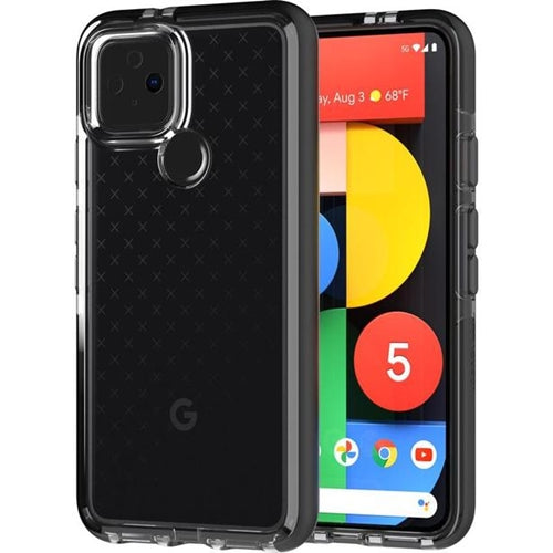 Tech21, Tech21 Evo Check Non Slip Rugged Case Pixel 5 Black Tint