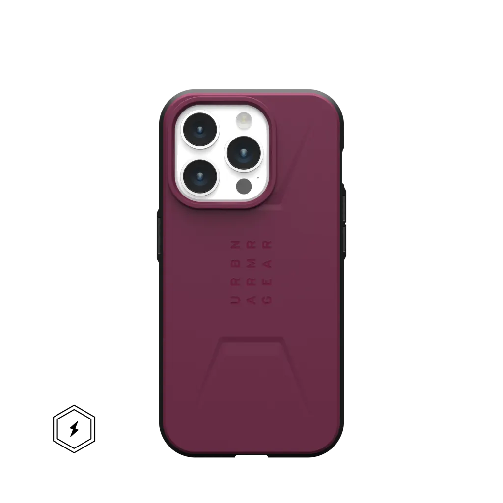 UAG, UAG Civilian MagSafe Rugged Slim Case iPhone 15 Pro 6.1 Bordeaux