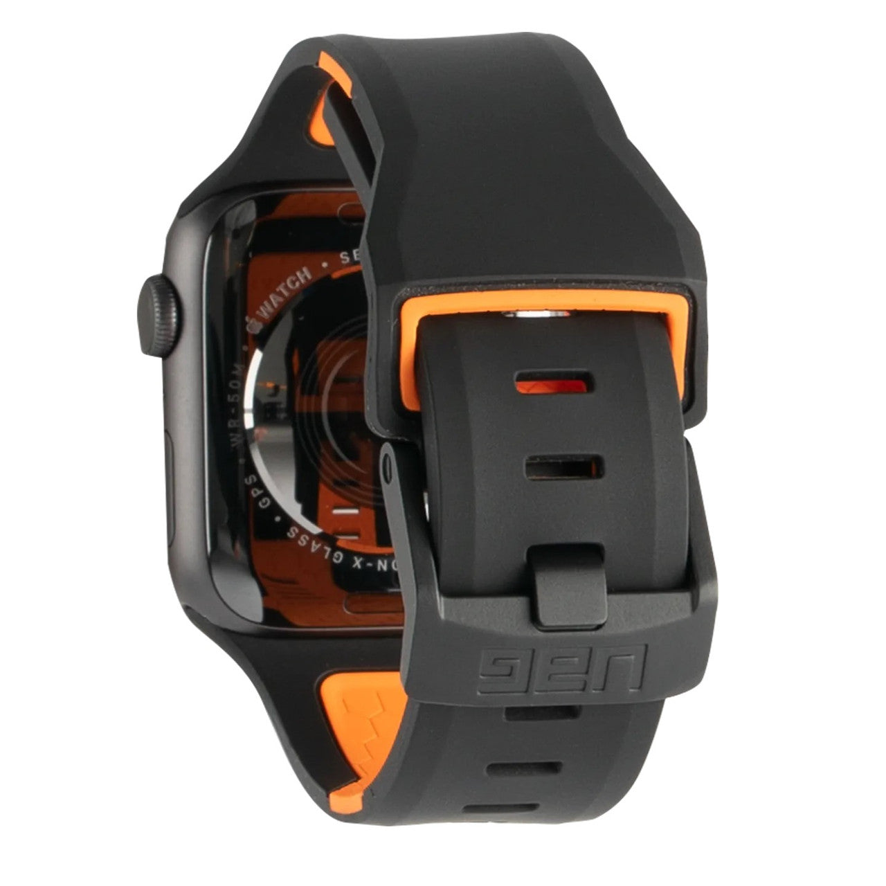 UAG, UAG Civilian Silicone Strap pour Apple Watch 42/44/45mm - Noir / Orange