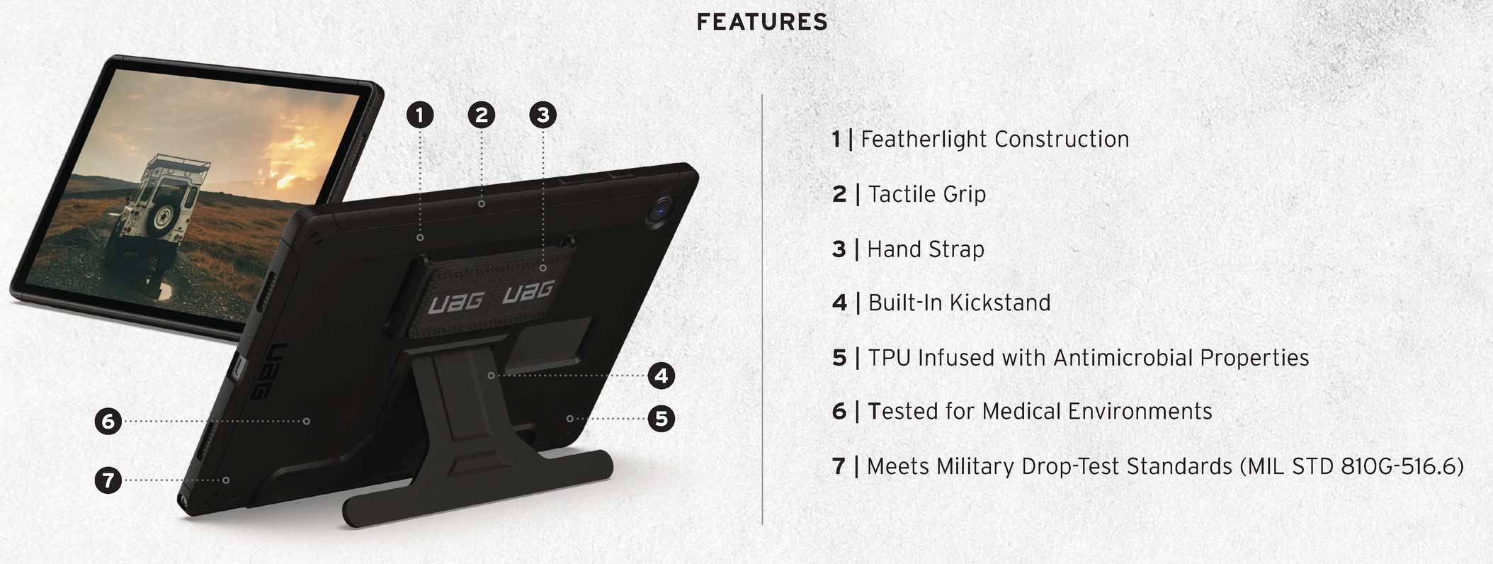 UAG, UAG Scout Case Kickstand & Handstrap Samsung Tab A8 X200 & X205 10.5 inch 2021