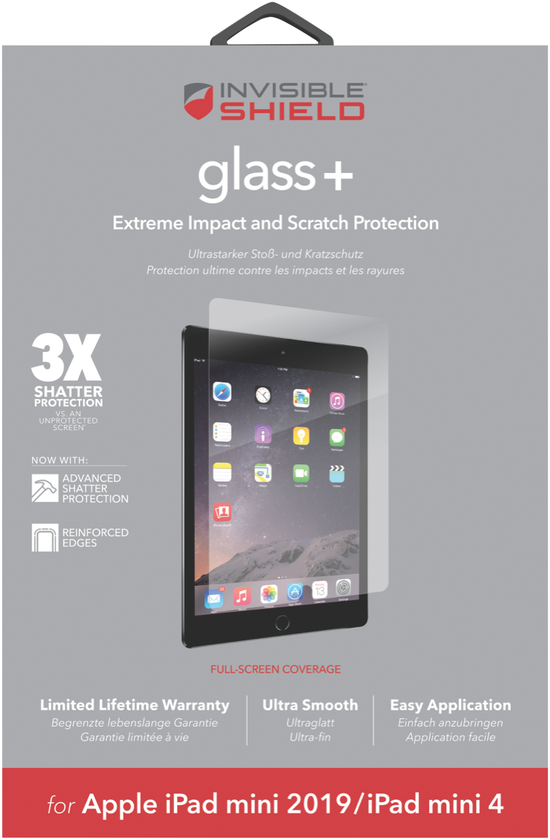 ZAGG, ZAGG Invisible Shield Glass+ Protecteur d'écran en verre trempé pour iPad Mini 4th & 5th Gen