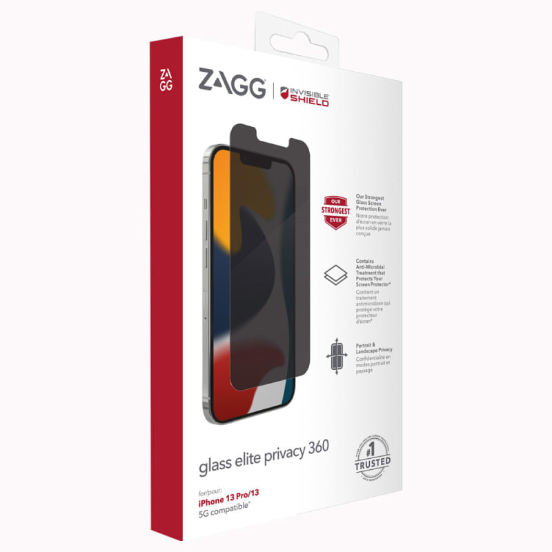 ZAGG, Zagg Invisible Shield Glass Elite Privacy 360 Protecteur d'écran iPhone 13 / 13 Pro 6.1 pouces