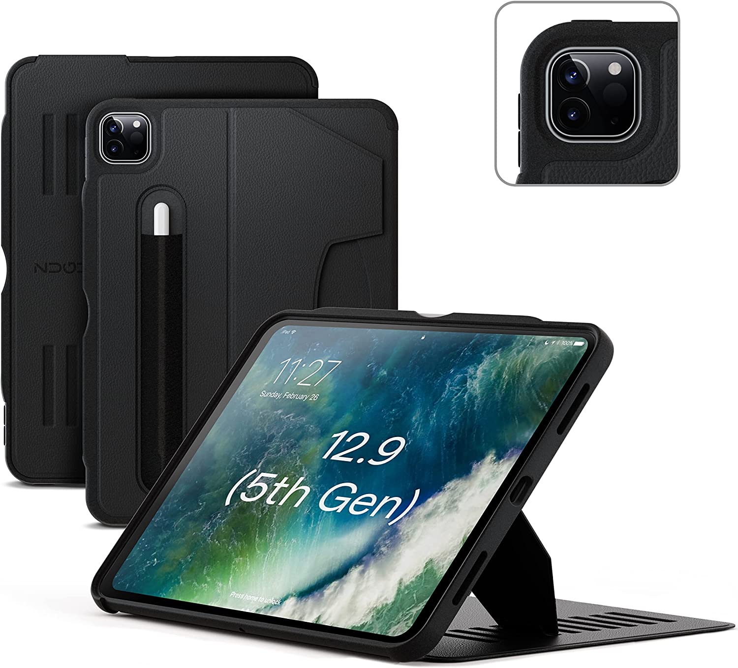 Zugu, Zugu Magnetic Rugged Folio Case iPad Pro 12.9 in 6th & 5th Gen - Noir