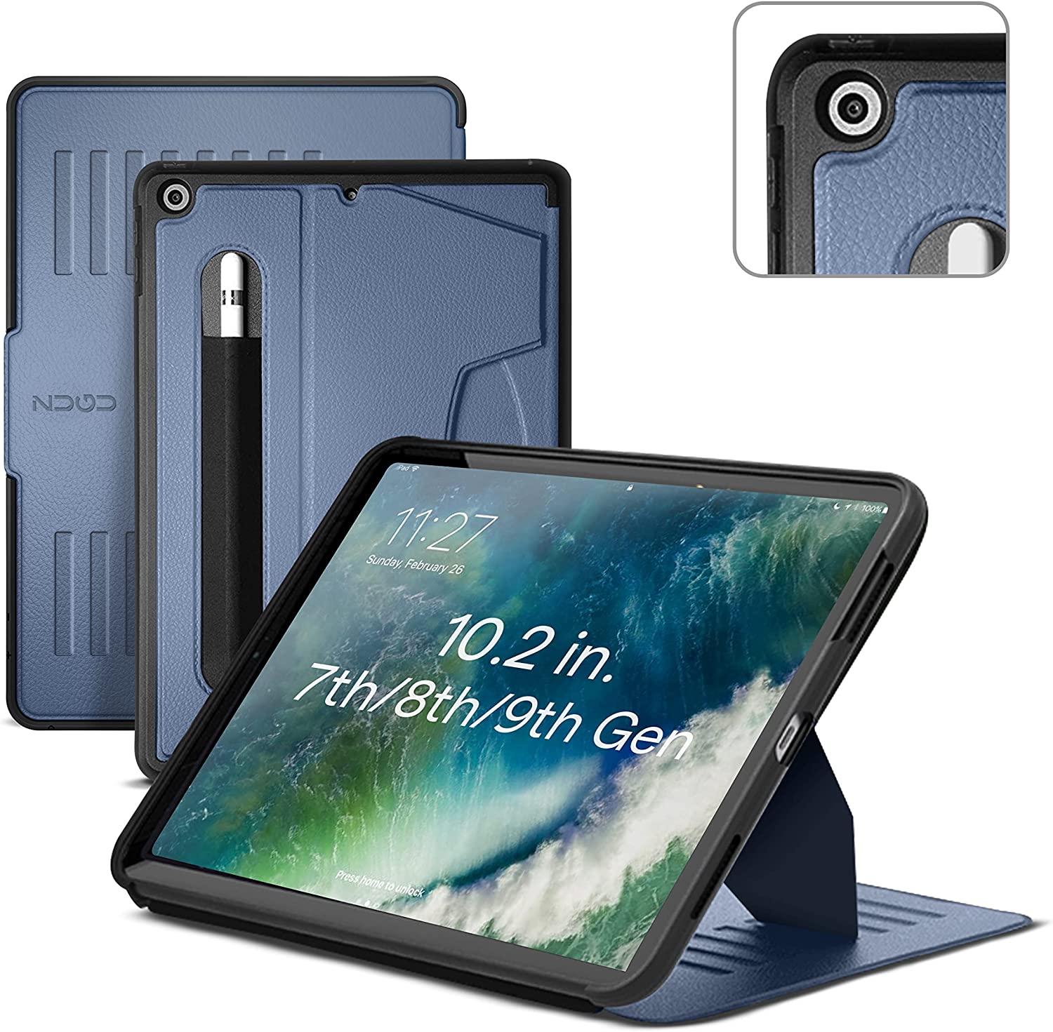 Zugu, Zugu iPad Folio Case Magnetic Stand iPad 7th / 8th / 9th Gen 10.2 inch - Slate Blue