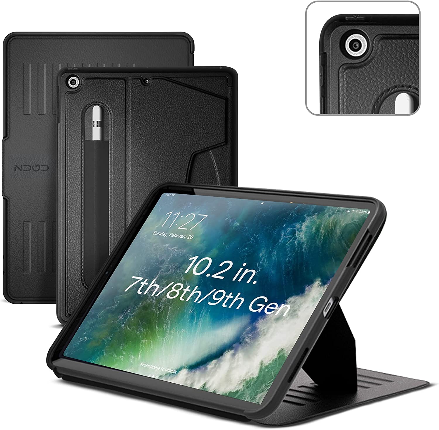 Zugu, Zugu iPad Folio Case Magnetic Stand iPad 7th / 8th / 9th Gen 10.2 inch - Stealth Black