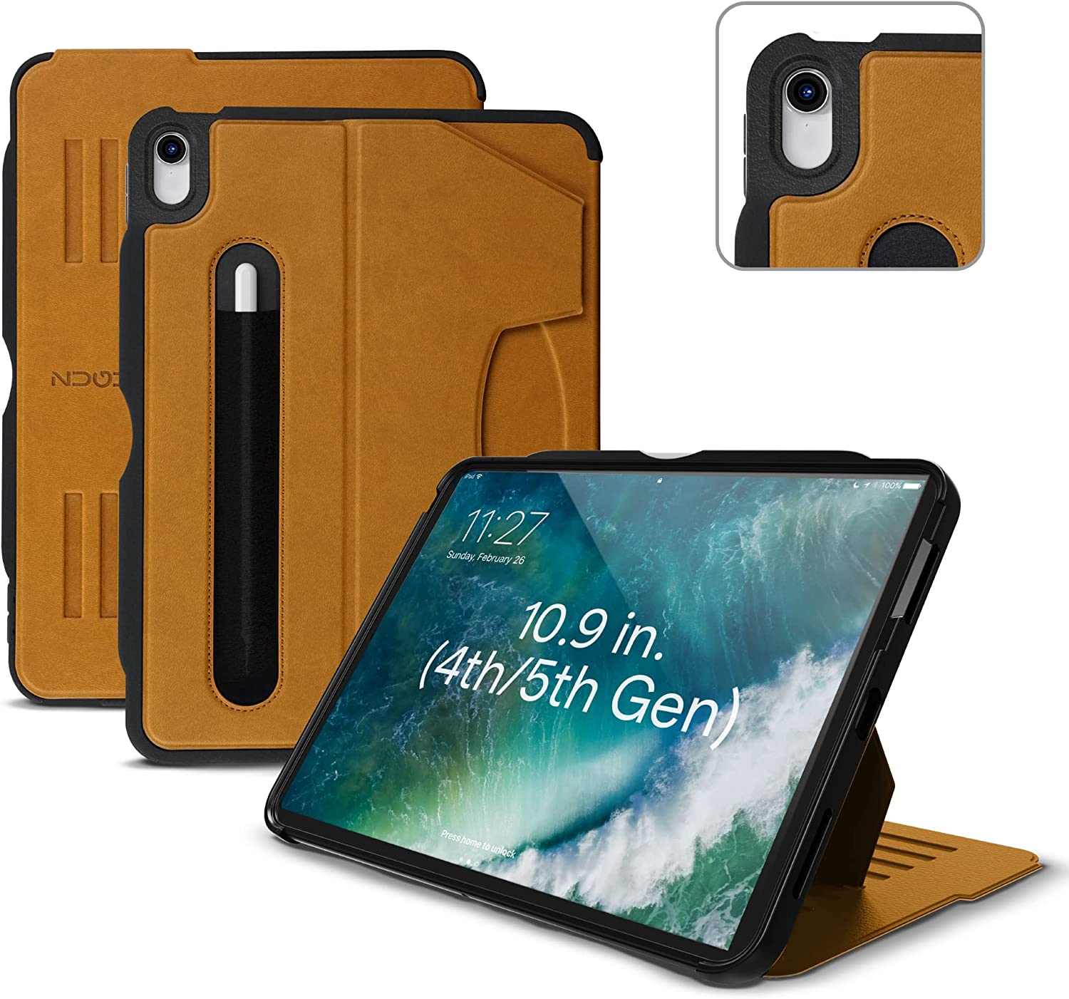 Zugu, Zugu iPad Folio Case Magnetic Stand iPad Air 5th & 4th 10.9 inch - Brown