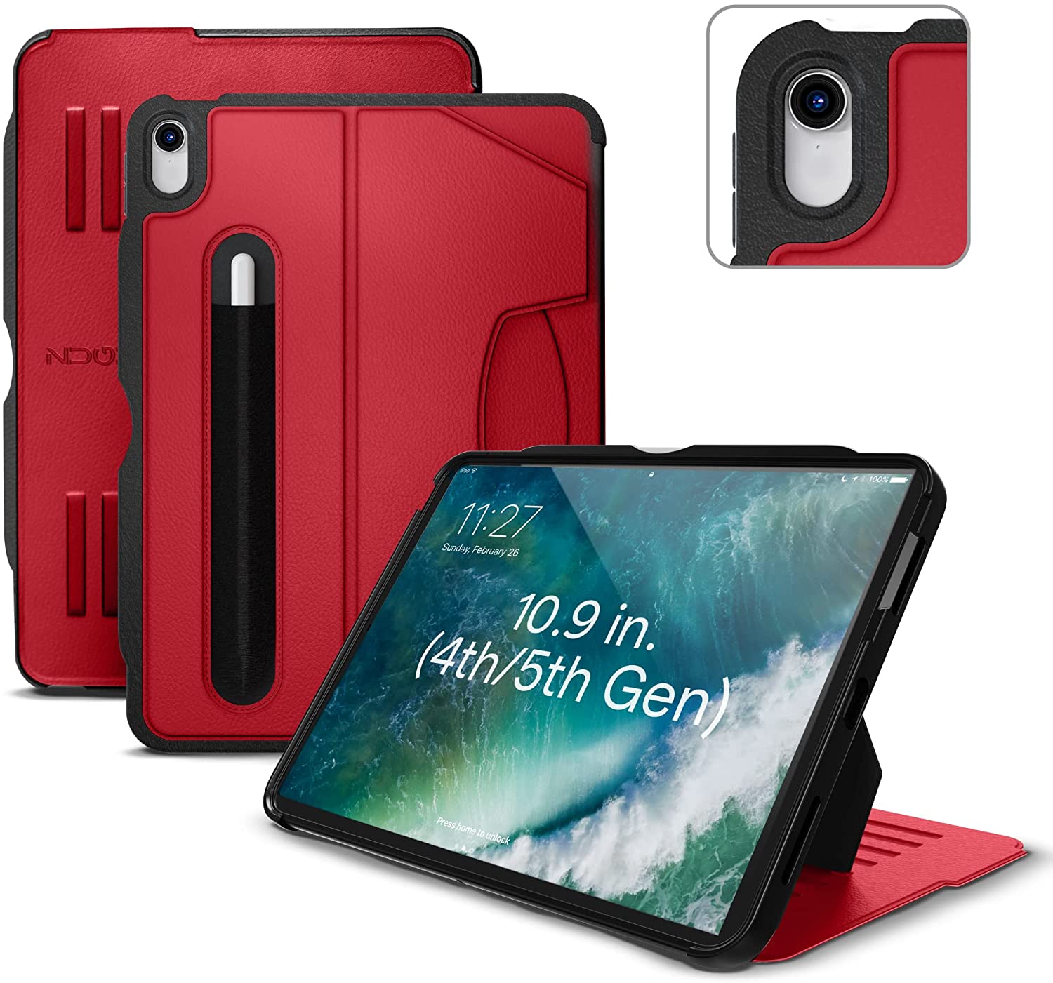 Zugu, Zugu iPad Folio Case Magnetic Stand iPad Air 5th & 4th 10.9 inch - Rouge