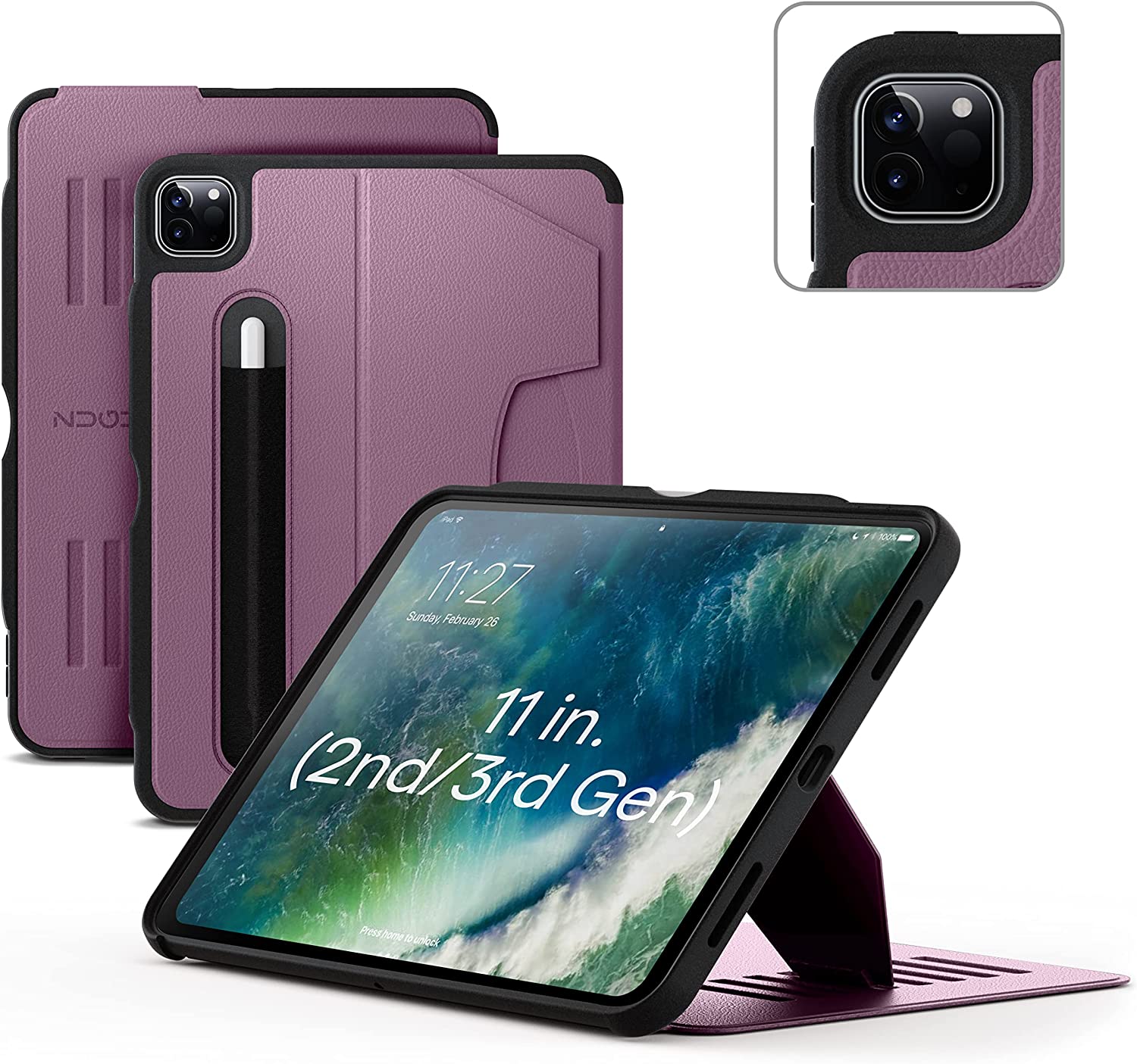 Zugu, Zugu iPad Folio Case Magnetic Stand iPad Pro 11 inch 4th 3rd 2nd 1st Gen - Berry Purple