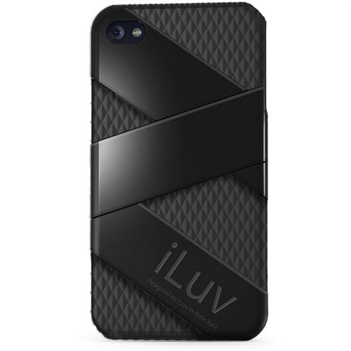 iLuv, iLuv Fusion Coque acrylique double couche en silicone avec support pour iPhone 4 / 4S - Noir